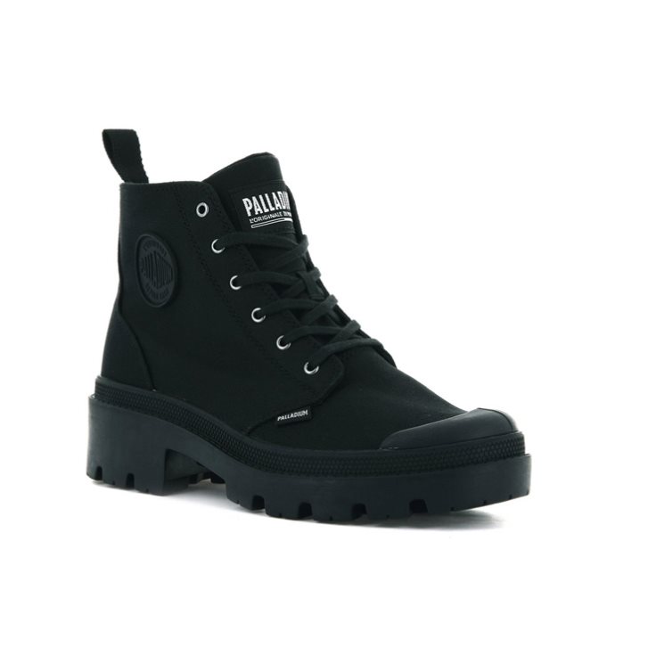 Palladium Pallabase Twill Women's Boots Black | UK V273-VLU